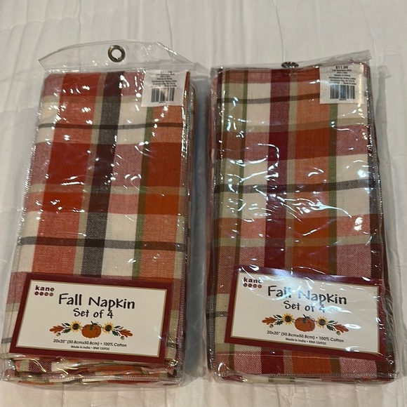 Kane Other - Fall Napkin Set of 4 - Red and Orange Plaid